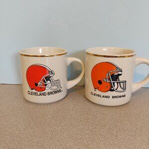 Cleveland Brown Gold Trim Coffee Mugs, set of 2